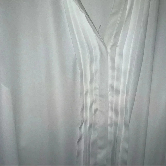 INC White Long Sleeve Pleated Button Up Size 16 Blouse Button Sleeve Dress Shirt - Picture 2 of 7